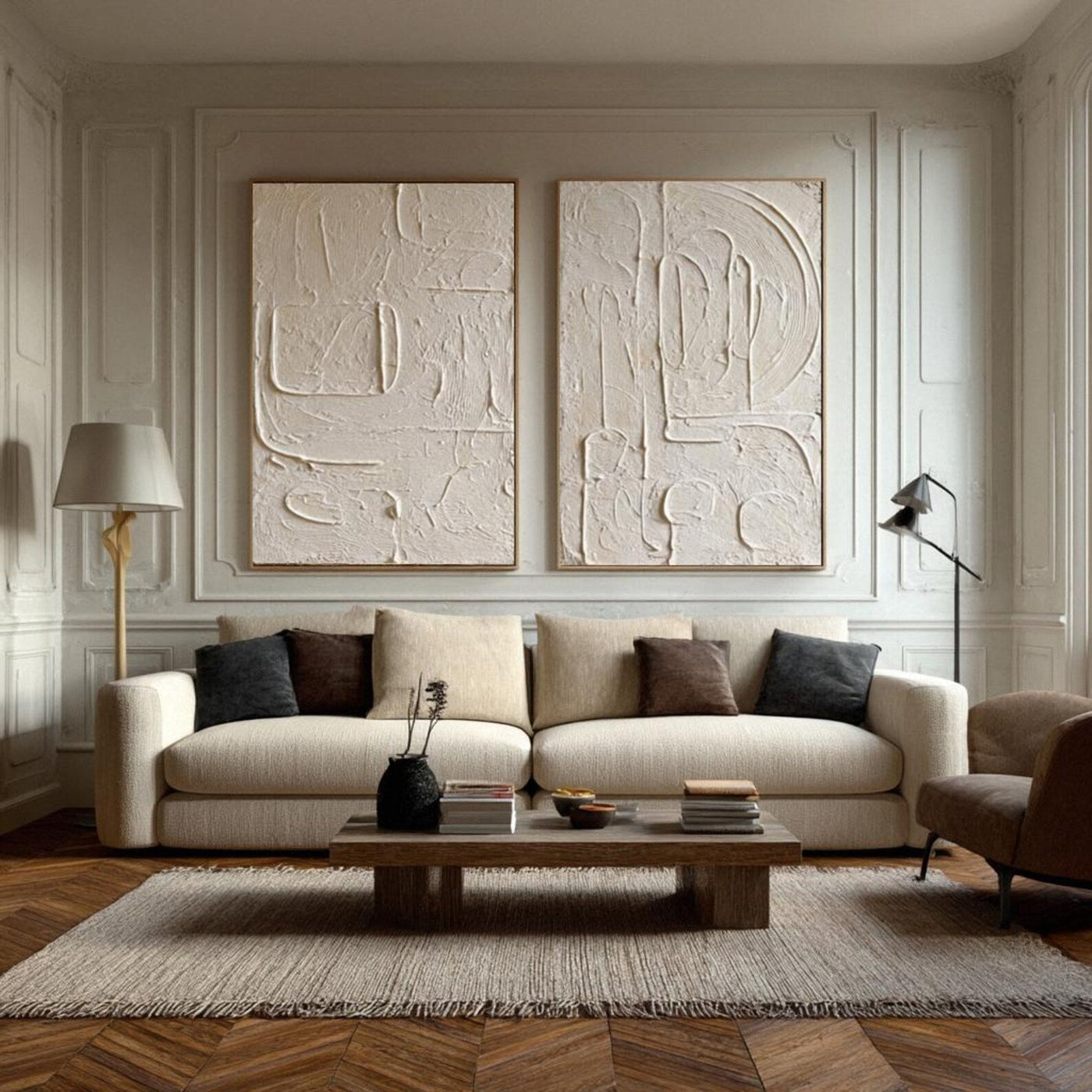 Abstract Relief Forms | Cream Duo