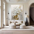 Textured Floral Grandeur | White Gold