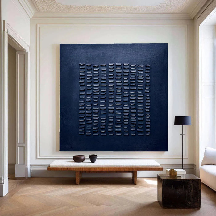 Textured Navy Minimalist Art | Understated Elegance