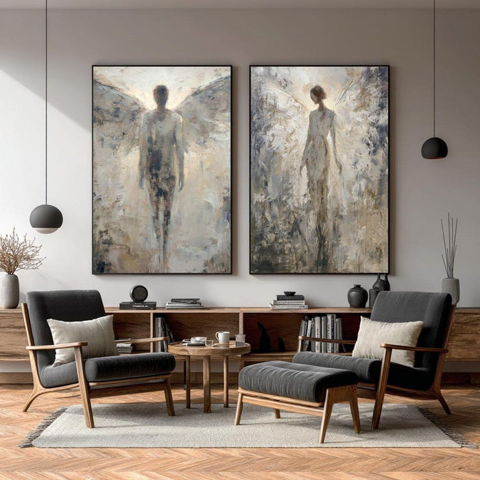 Ethereal Angelic Figures | Gray Duo