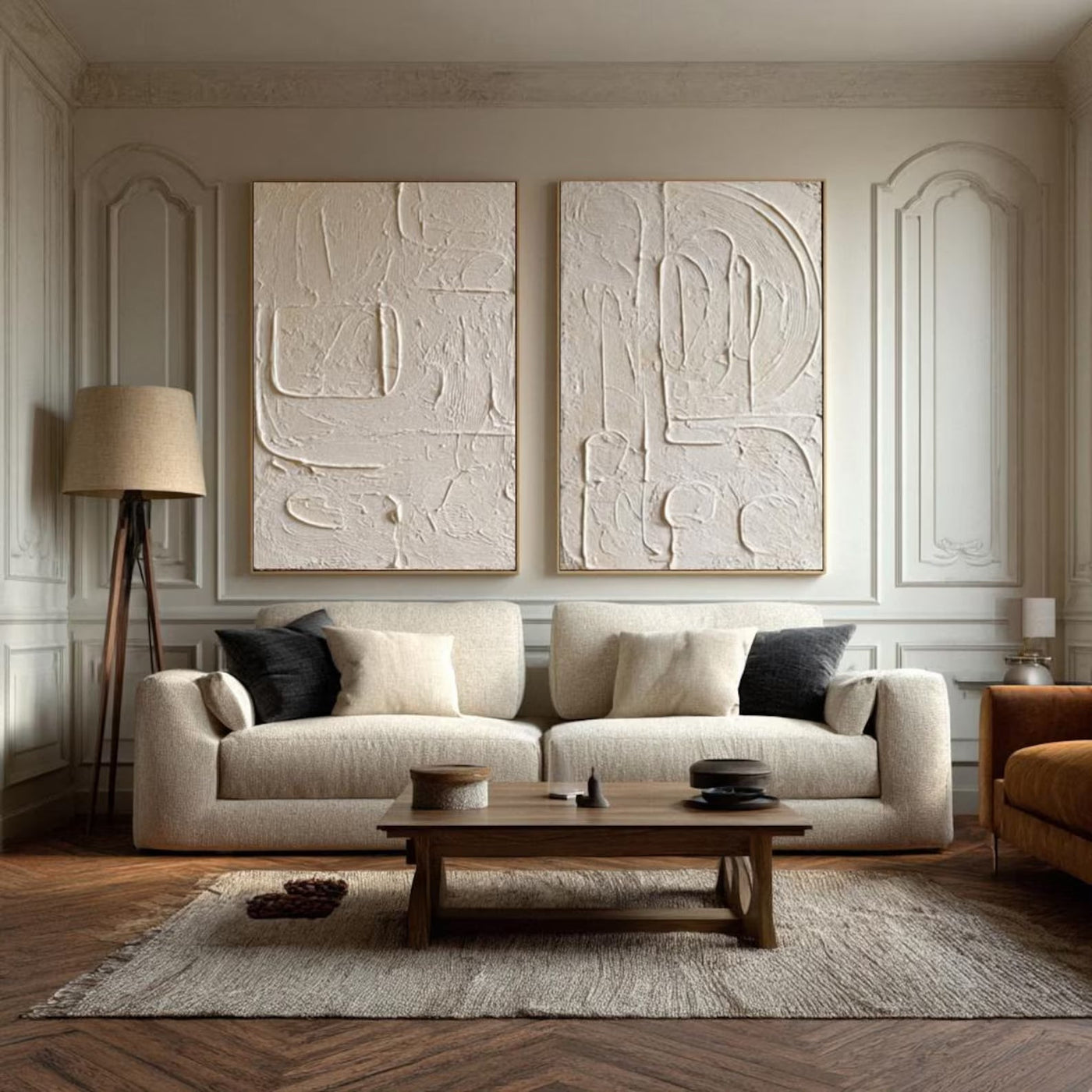 Abstract Relief Forms | Cream Duo