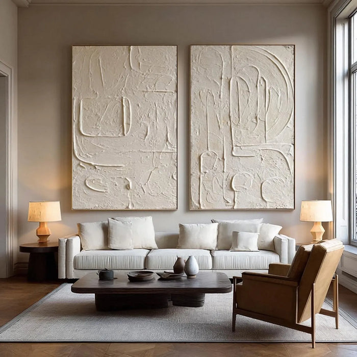 Abstract Relief Forms | Cream Duo