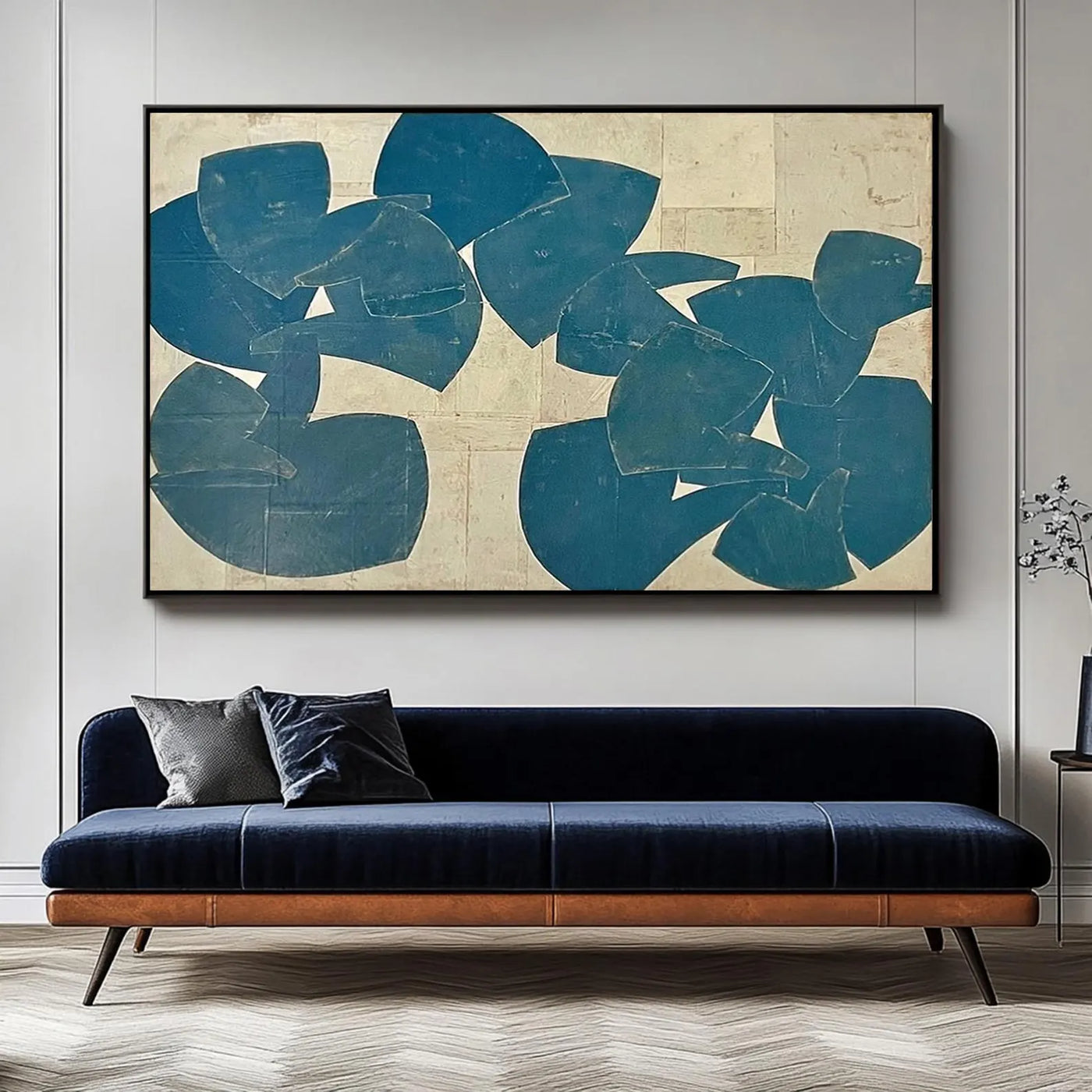 Textured Teal Shapes | Beige Backdrop