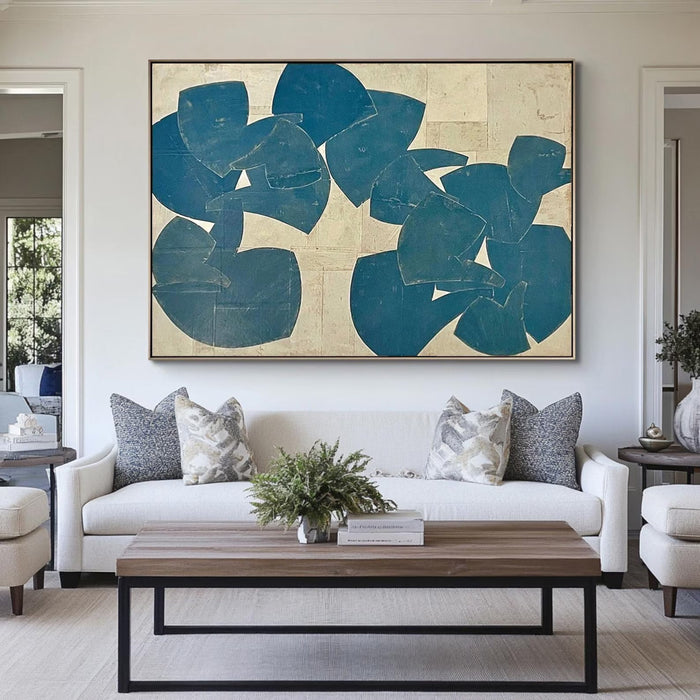 Textured Teal Shapes | Beige Backdrop