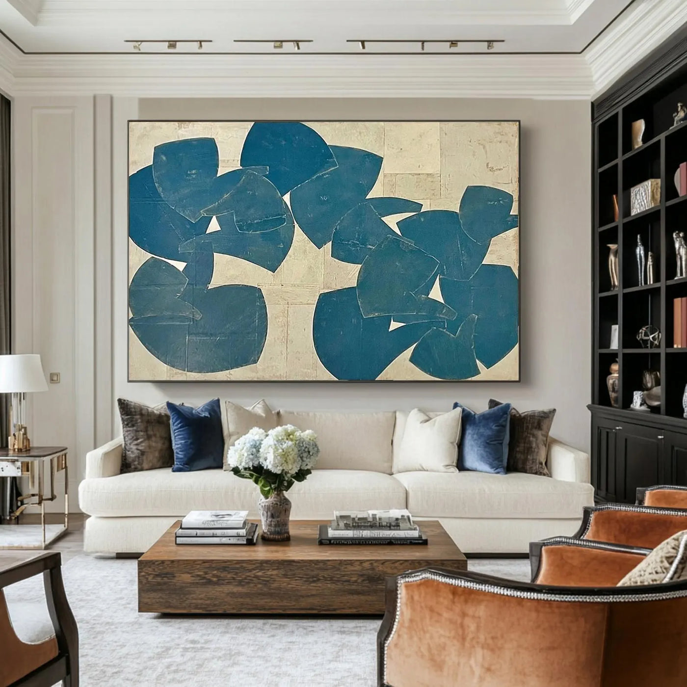 Textured Teal Shapes | Beige Backdrop