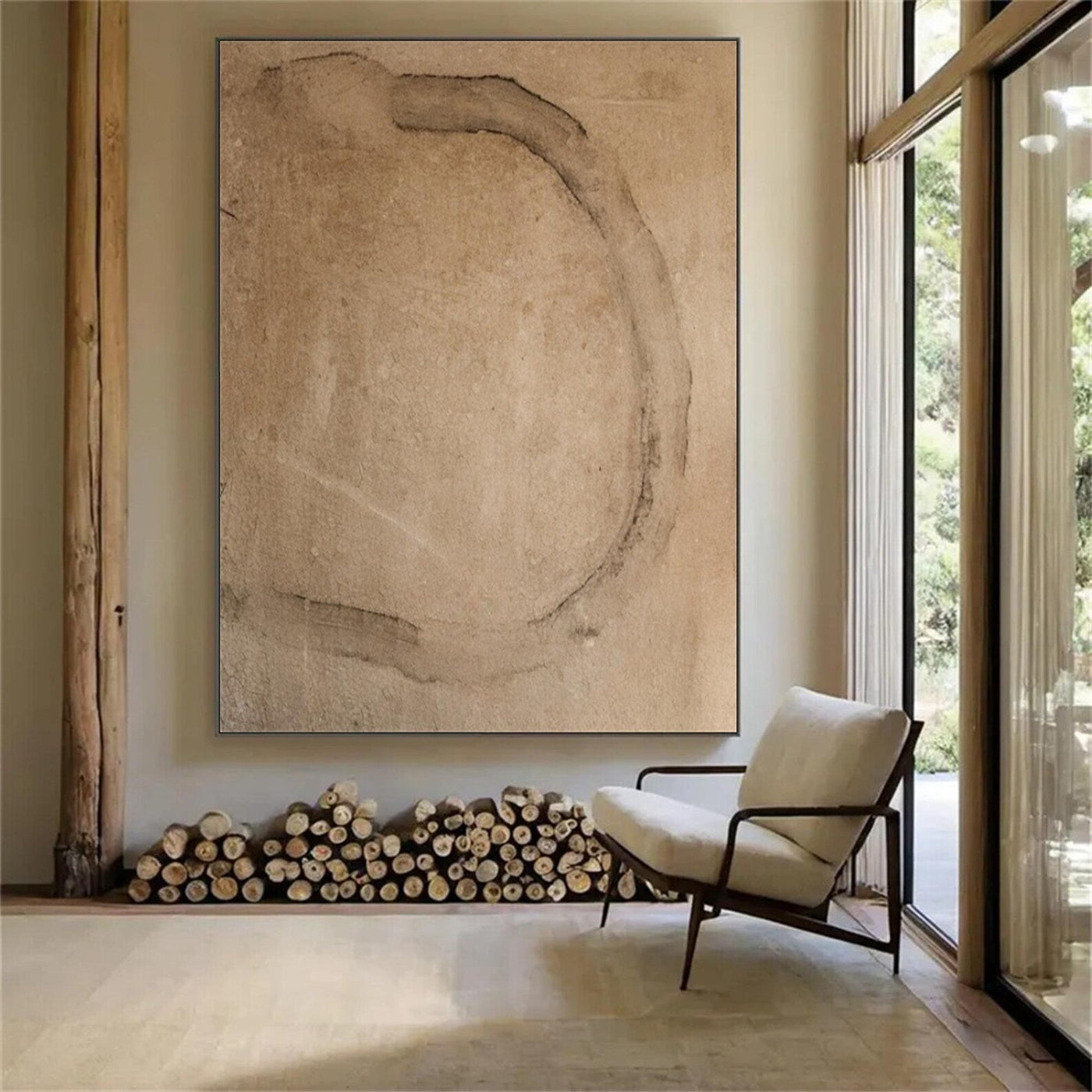 Textured Earthy Circle | Beige Stroke