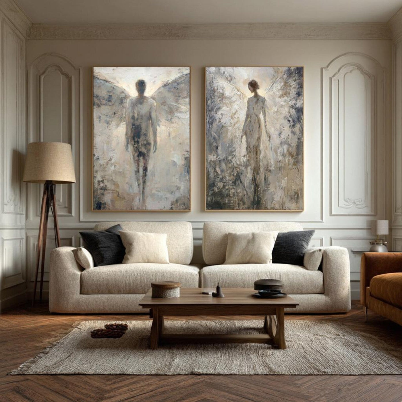 Ethereal Angelic Figures | Gray Duo