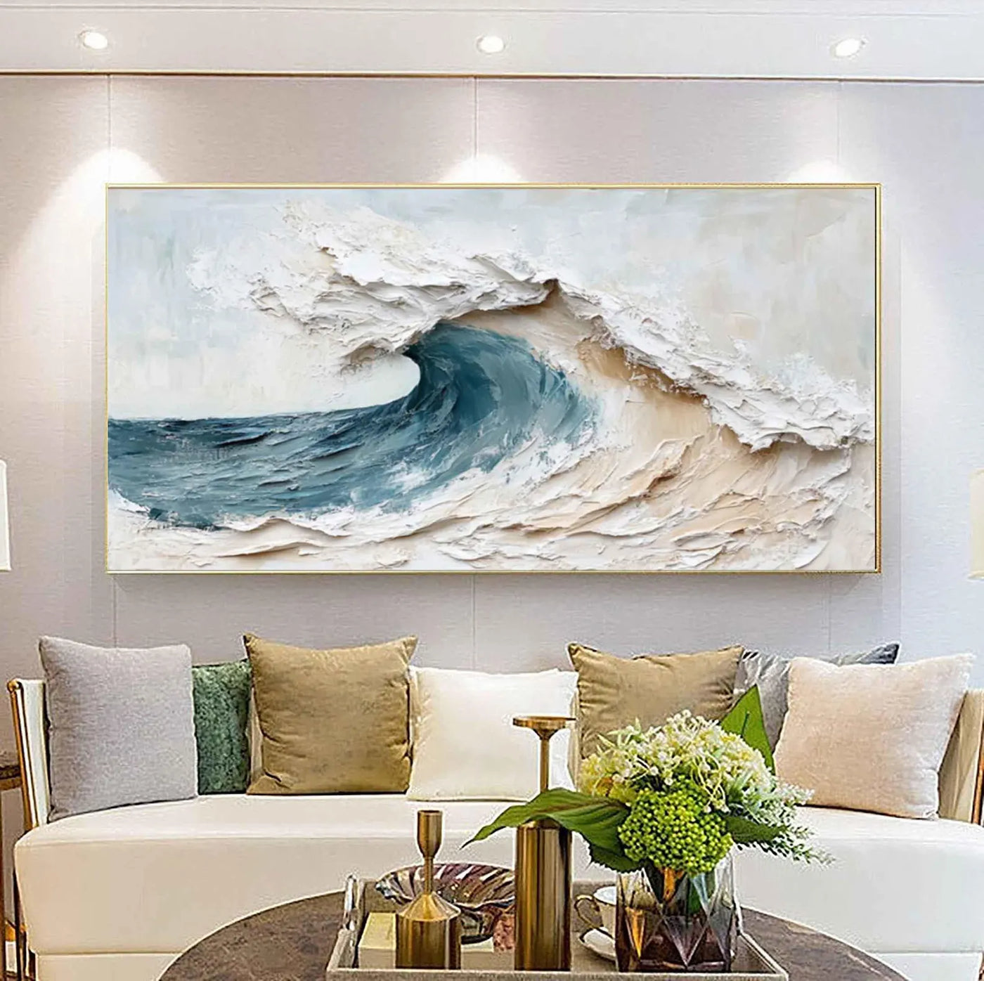 Textured Wave Grandeur | Blue Beige