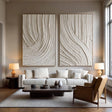 Sculpted Textured Waves | Ivory Pair