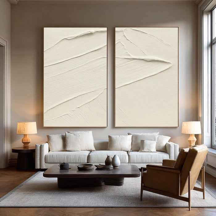 Minimalist Textured Waves | Cream Duo