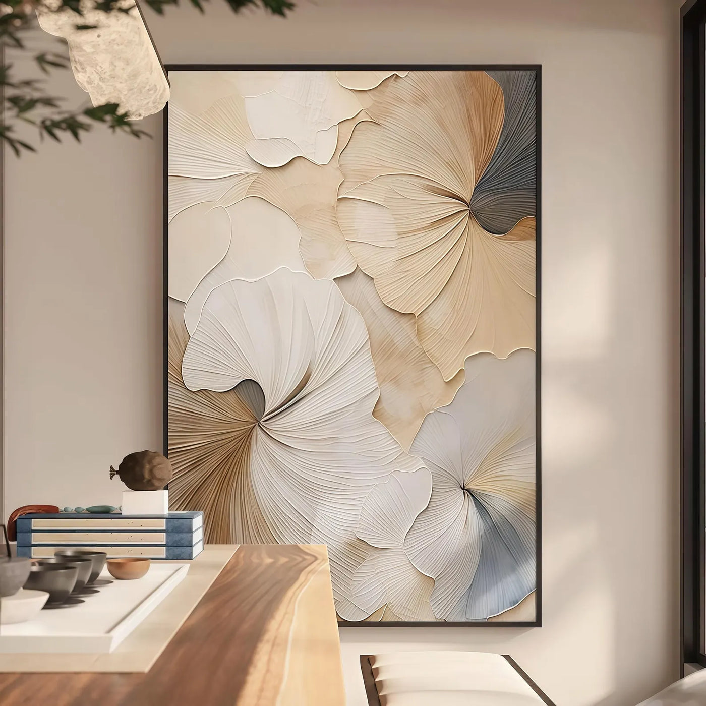 Textured Ginkgo Opulence | Linen Fans
