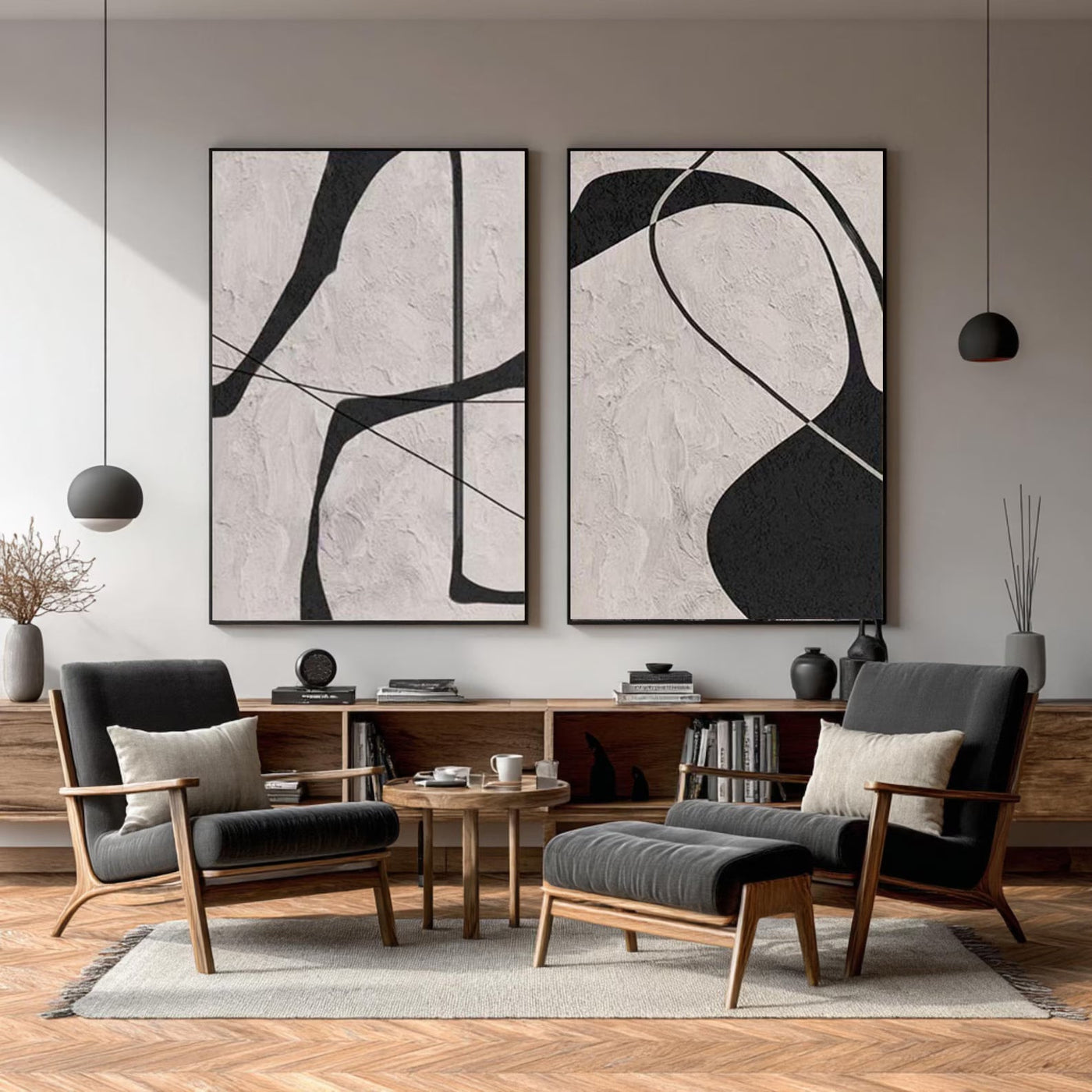 Minimalist Abstract Forms | Black White