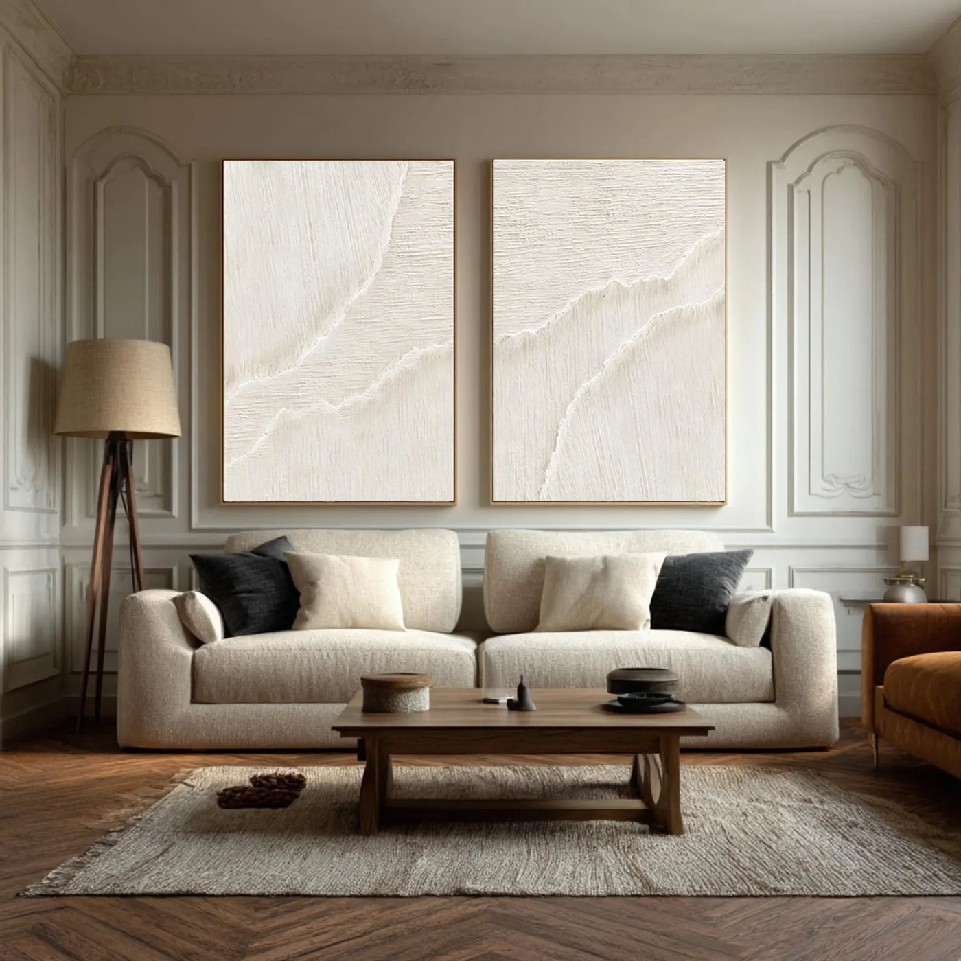 Textured Abstract Waves | White Duo
