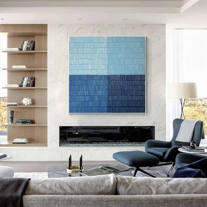 Textured Blue Blocks Art | Serene Sophistication