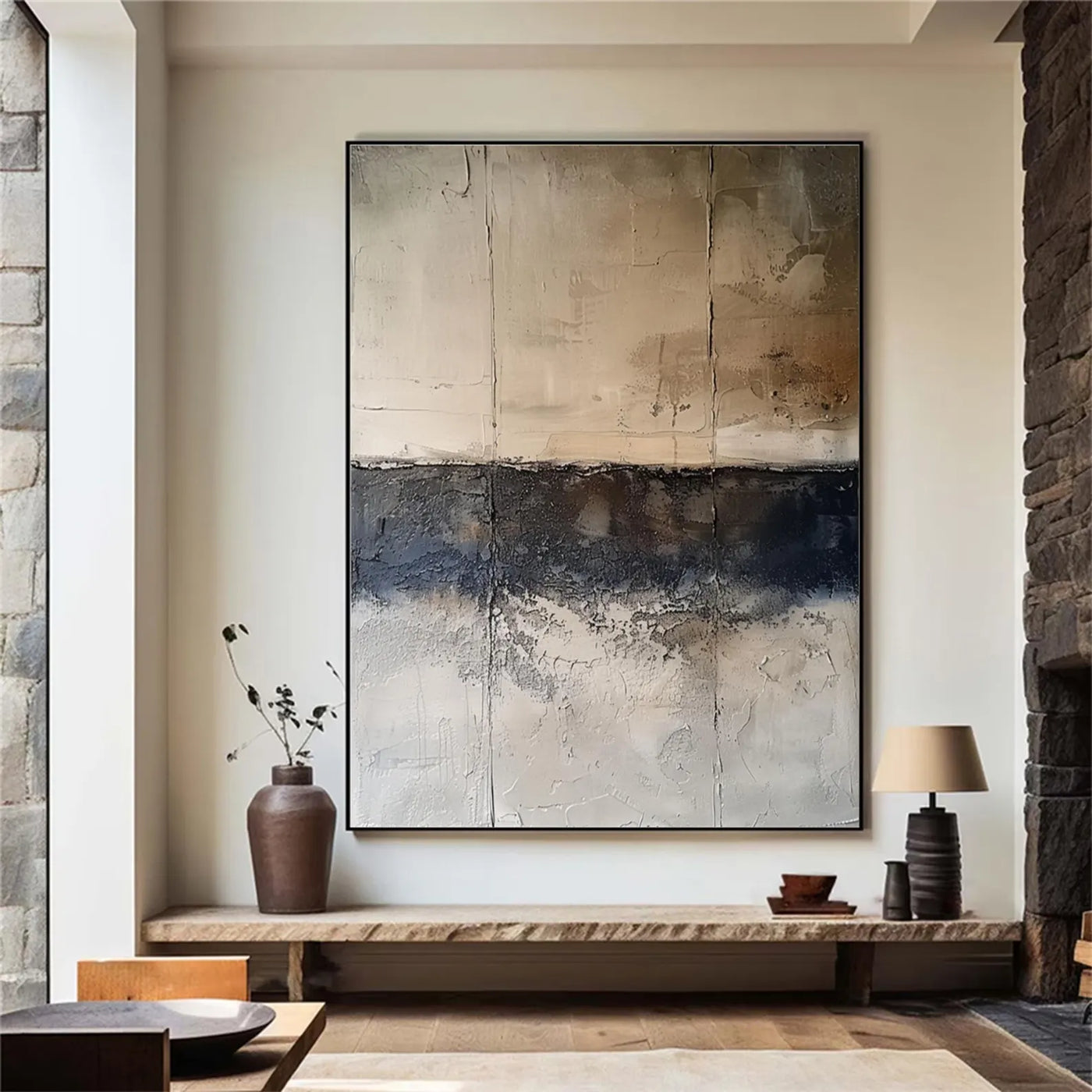 Textured Neutral Contrast | Beige Navy