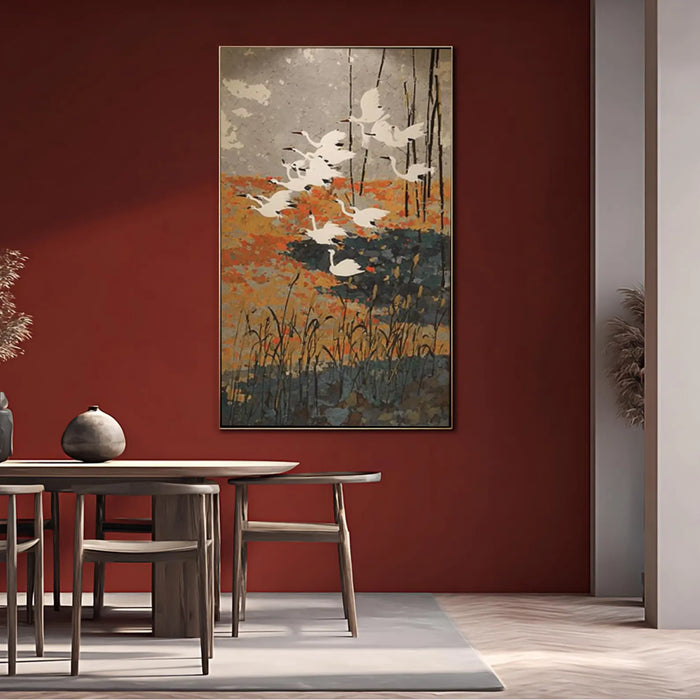 Textured Crane Serenity | White Orange