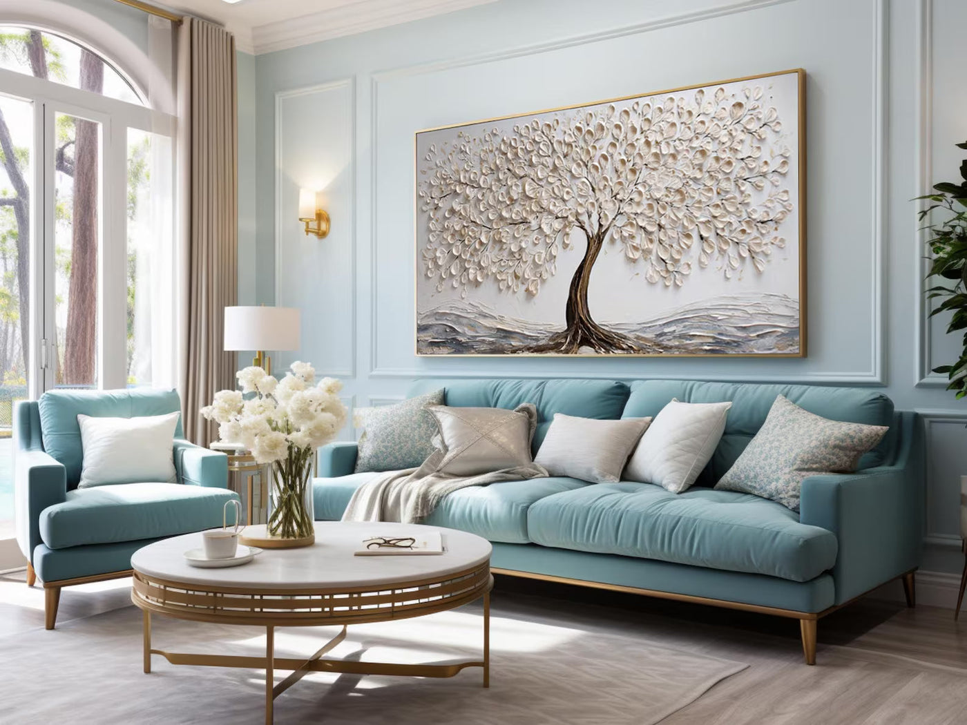 Textured Arbor Opulence | Beige Tree