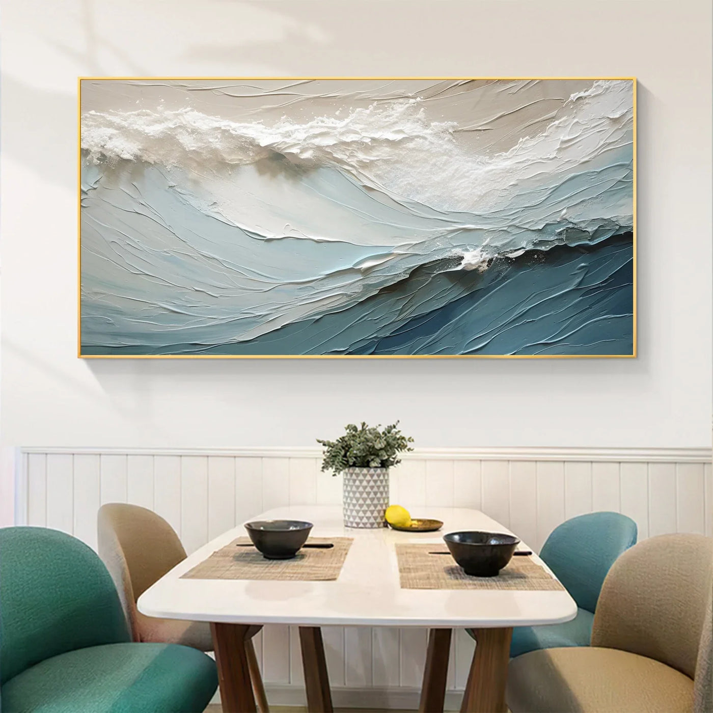 Textured Wave Opulence | Pale Teal