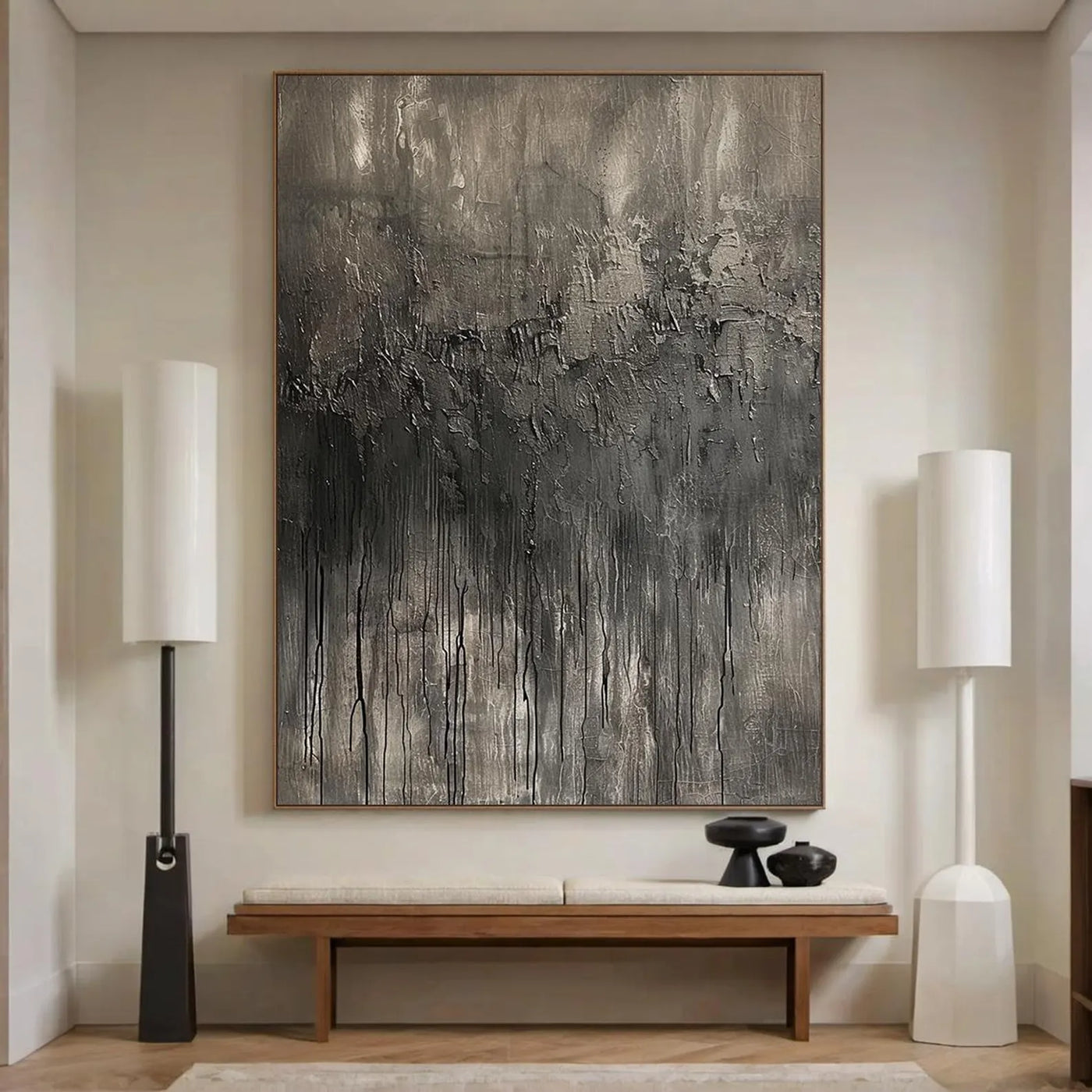 Textured Monochrome Flow | Grey Drip