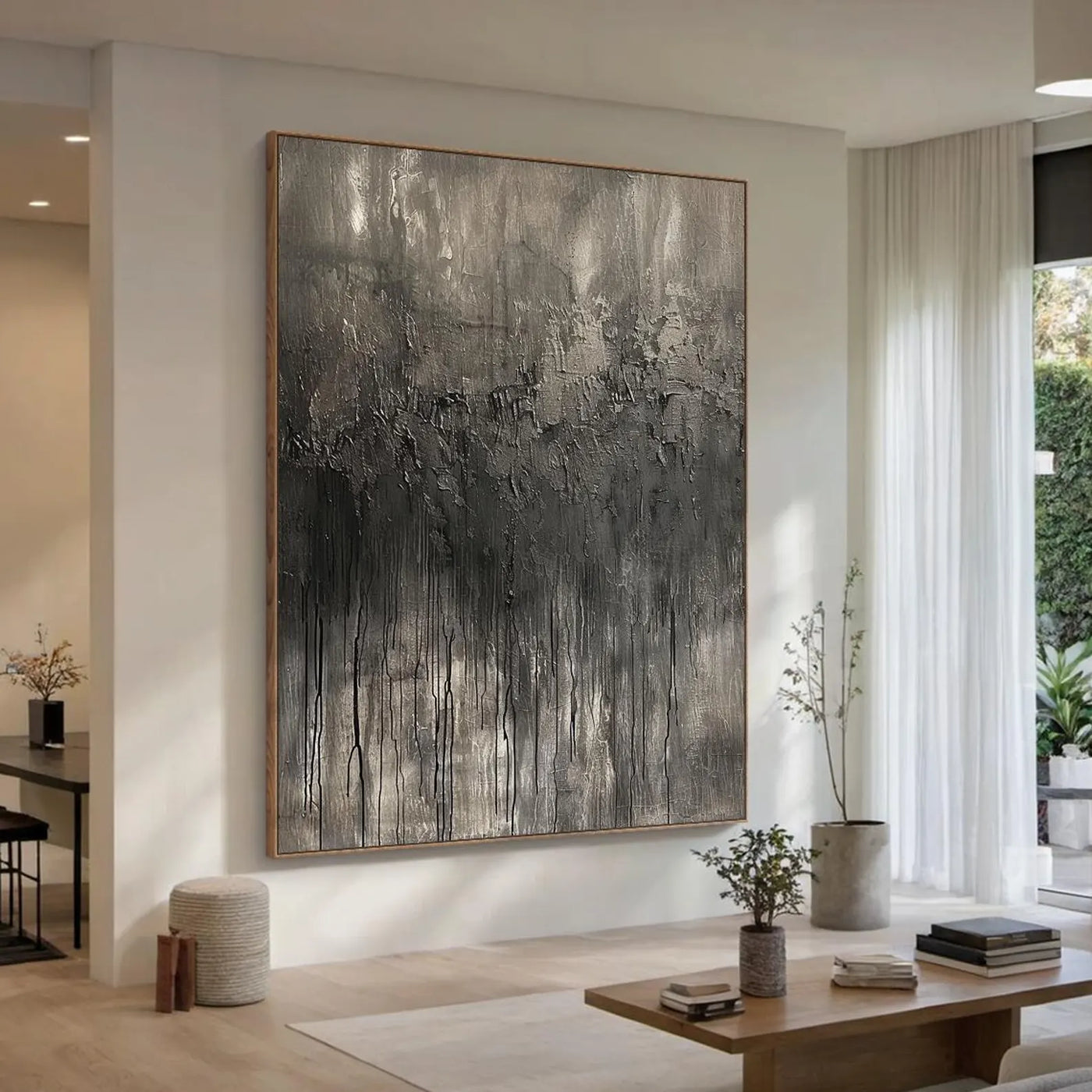 Textured Monochrome Flow | Grey Drip