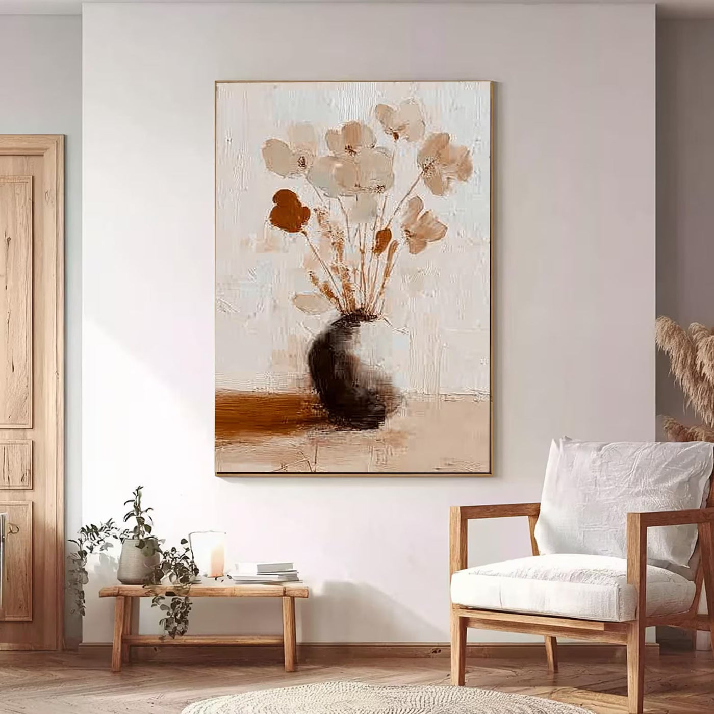Textured Floral Serenity | Beige Bloom