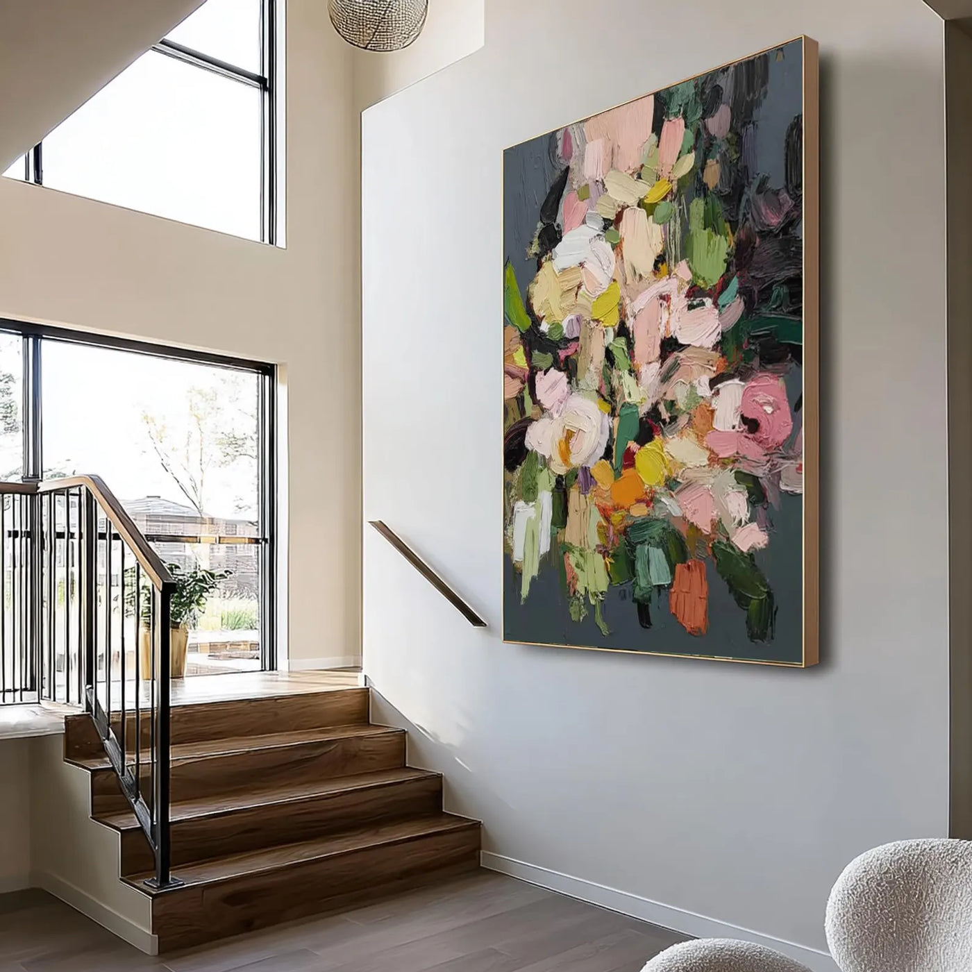 Textured Floral Vibrance | Pink Green
