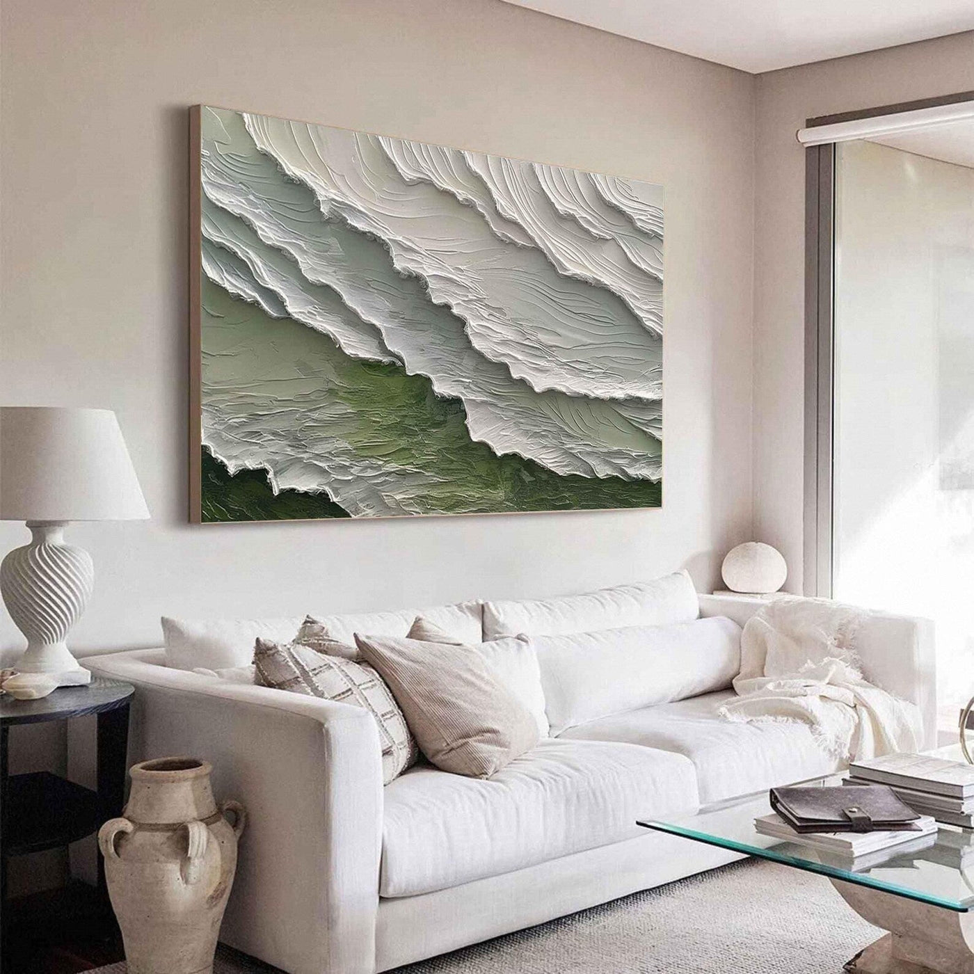 Textured Wave Grandeur | Green Whirl