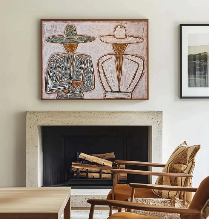 Textured Hat-Clad Silhouettes | Blush Hues