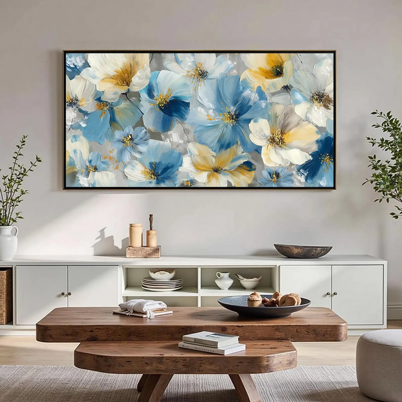 Textured Floral Opulence | Azure Blooms