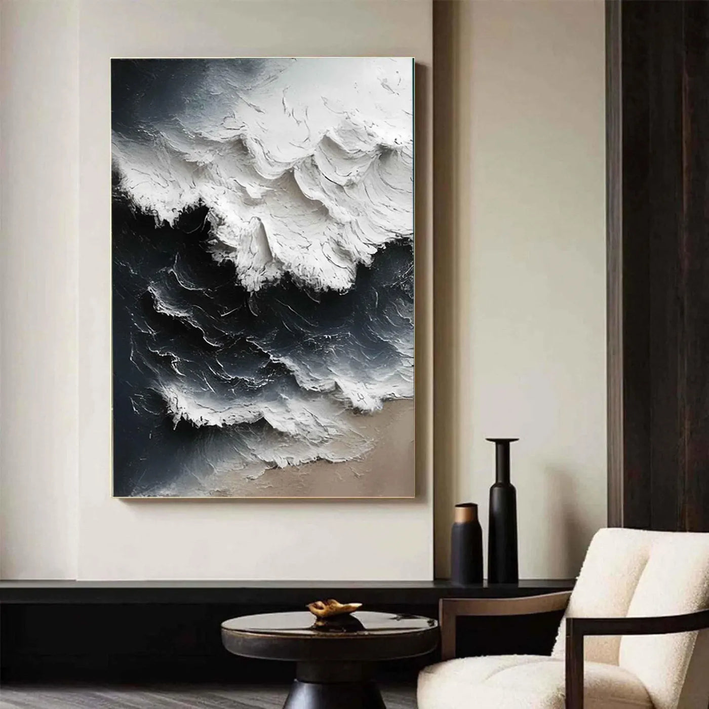 Textured Wave Drama | Black White