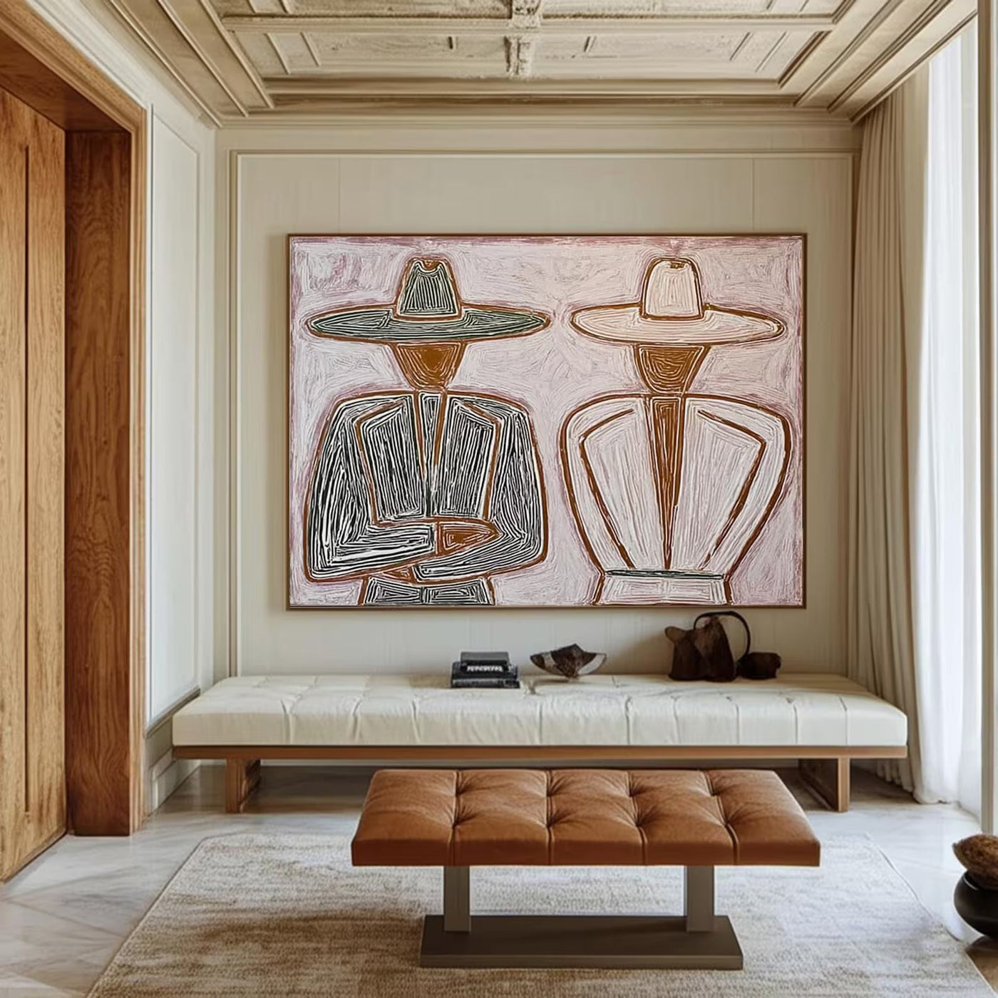 Textured Hat-Clad Silhouettes | Blush Hues