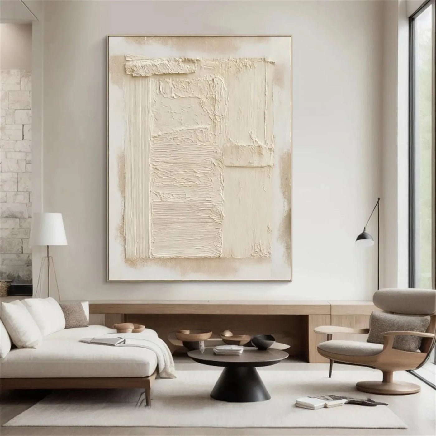 Textured Ivory Serenity | Linen Relief