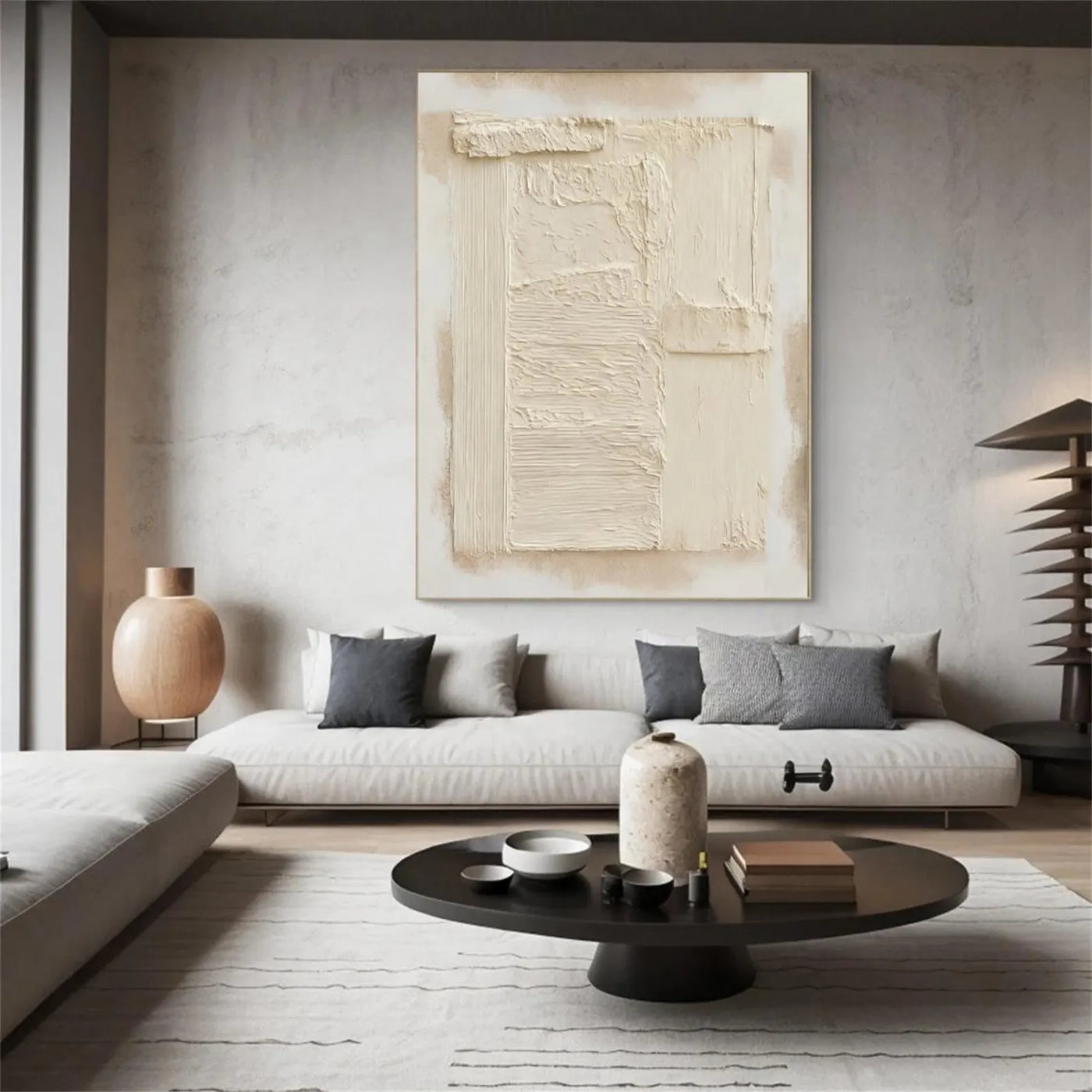 Textured Ivory Serenity | Linen Relief