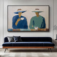 Casual Hat-Clad Figures | Teal Hues