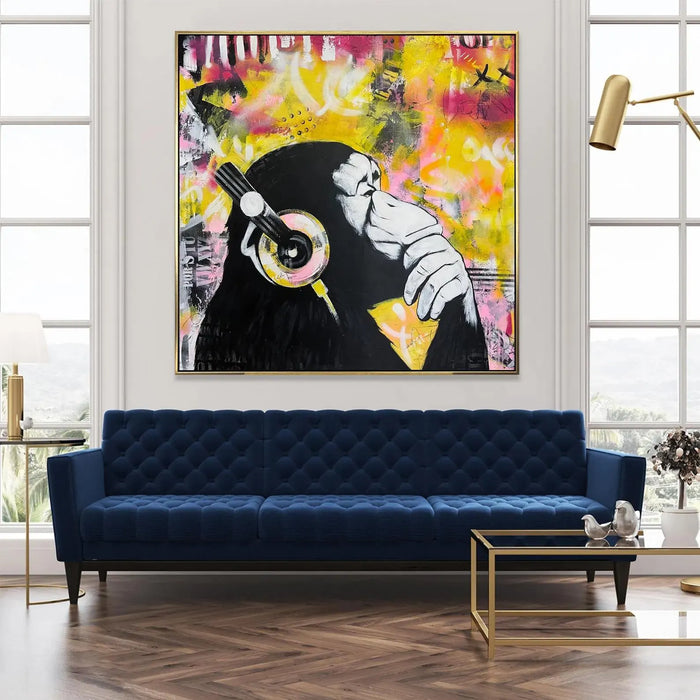 Textured Graffiti Chimp | Vibrant Backdrop