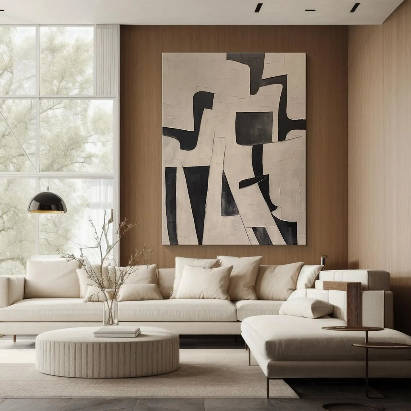 Textured Geometric Simplicity | Black Beige