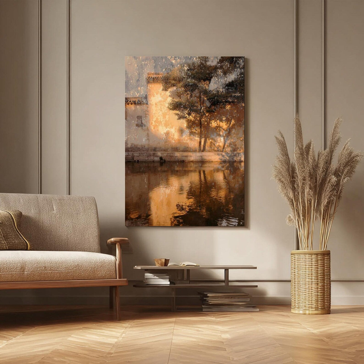 Textured Waterscape Opulence | Amber Reflections