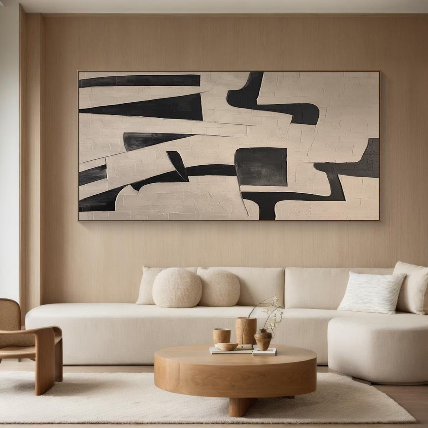 Textured Geometric Simplicity | Black Beige