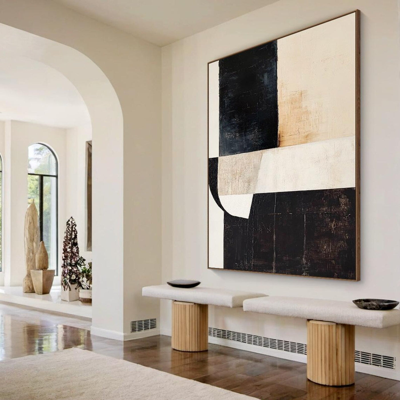 Textured Geometric Opulence | Black Beige