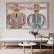 Stylized Hat-Clad Figures | Warm Hues