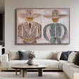 Stylized Hat-Clad Figures | Warm Hues