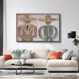 Stylized Hat-Clad Figures | Warm Hues