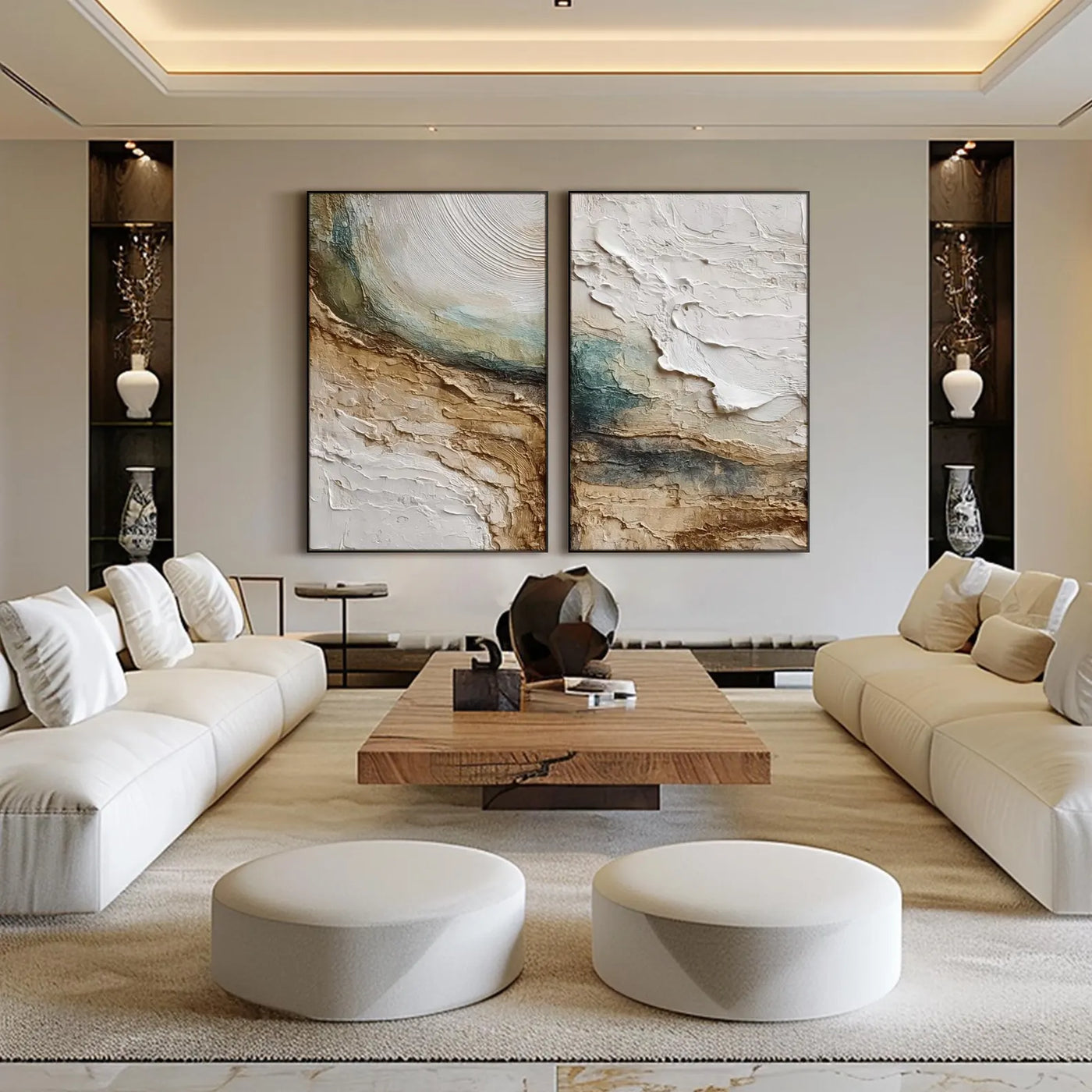 Layered Earth Tones | Abstract Diptych