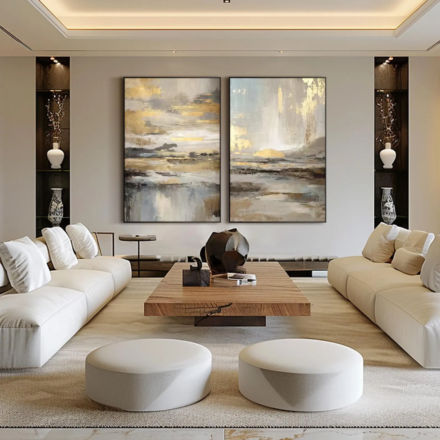 Ethereal Gold Landscape | Grey Horizon