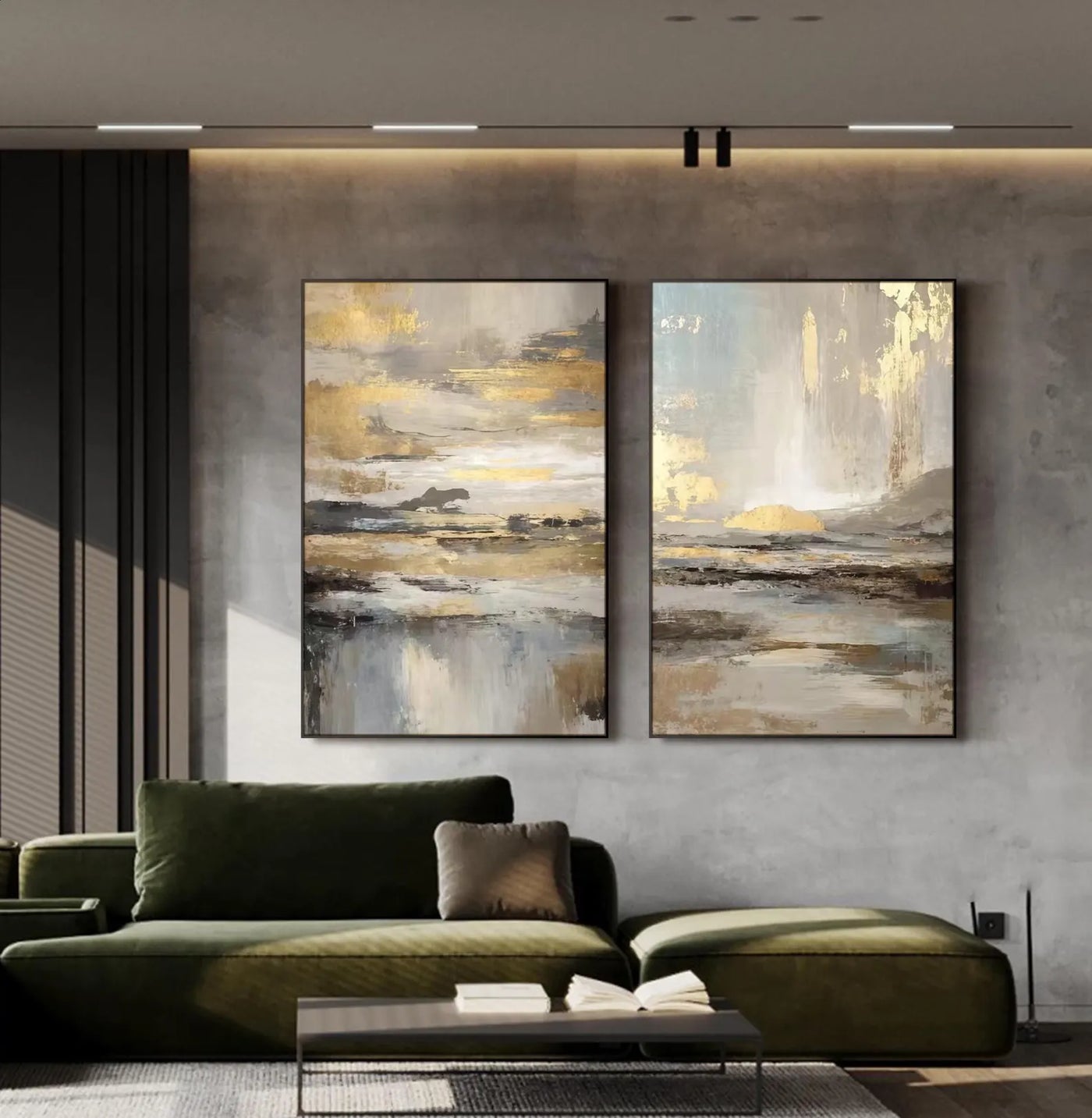 Ethereal Gold Landscape | Grey Horizon