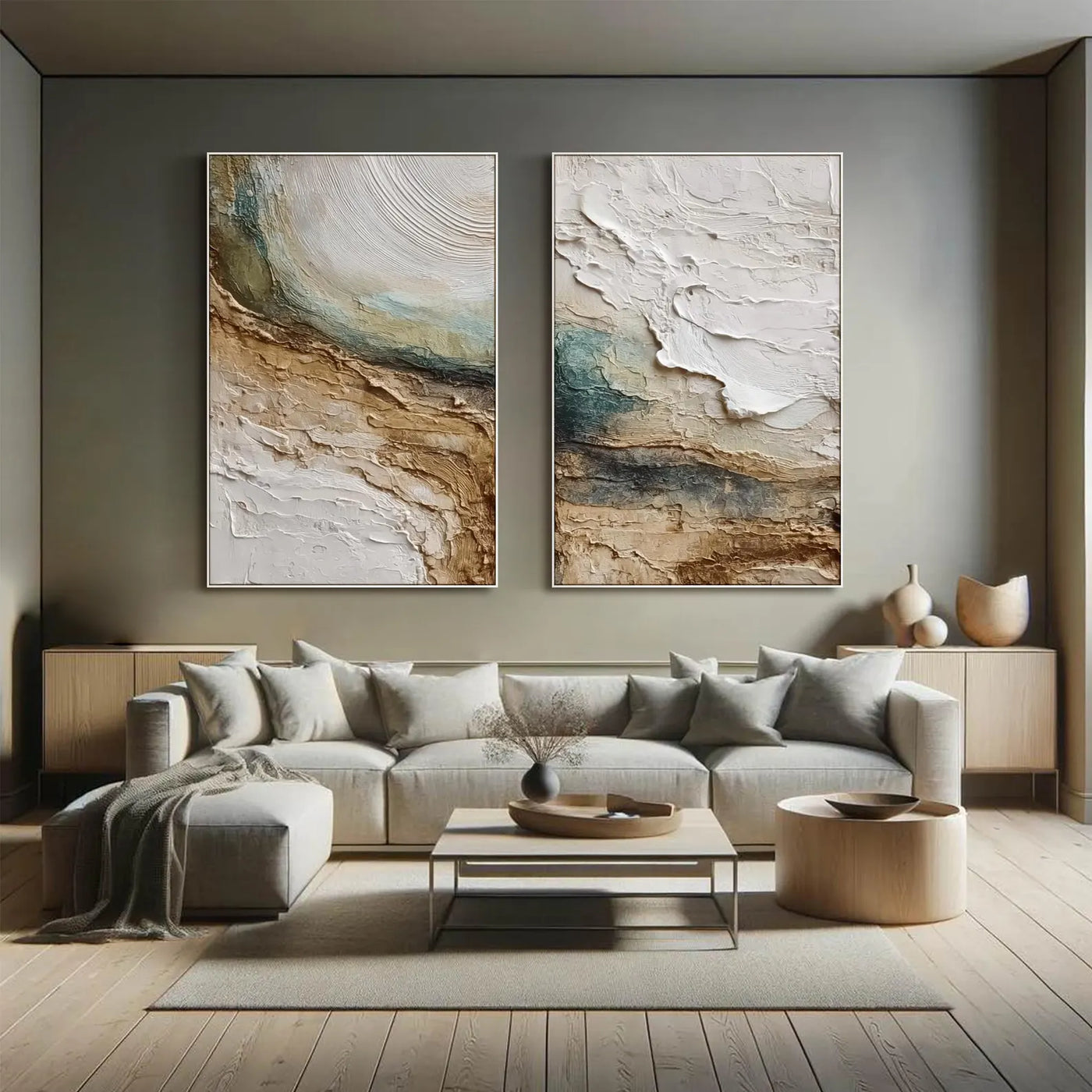 Layered Earth Tones | Abstract Diptych
