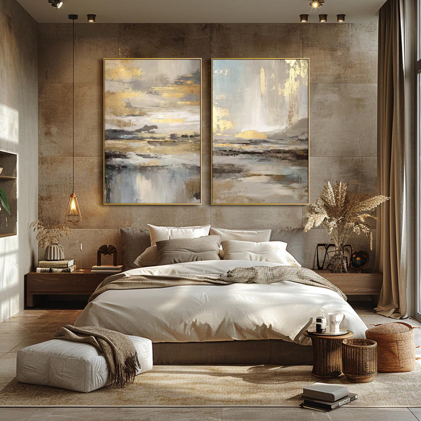 Ethereal Gold Landscape | Grey Horizon