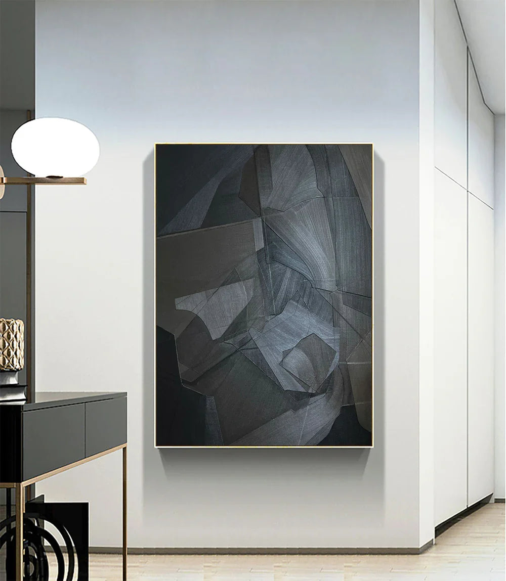 Black Minimalist Textured Wall Art #MT077
