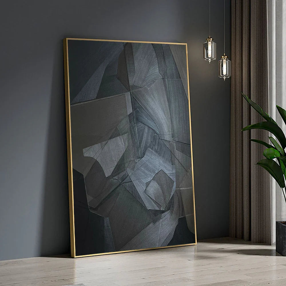 Black Minimalist Textured Wall Art #MT077