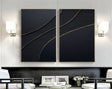 Black Minimalist Textured Wall Art Set of 2 #MT054